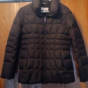 Calvin Klein puffer jacket small fur inside duck down zipper black